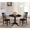 36 Round Top Dining Table With 12 Leaf And 2 San Remo Chairs Black 3 Piece Set