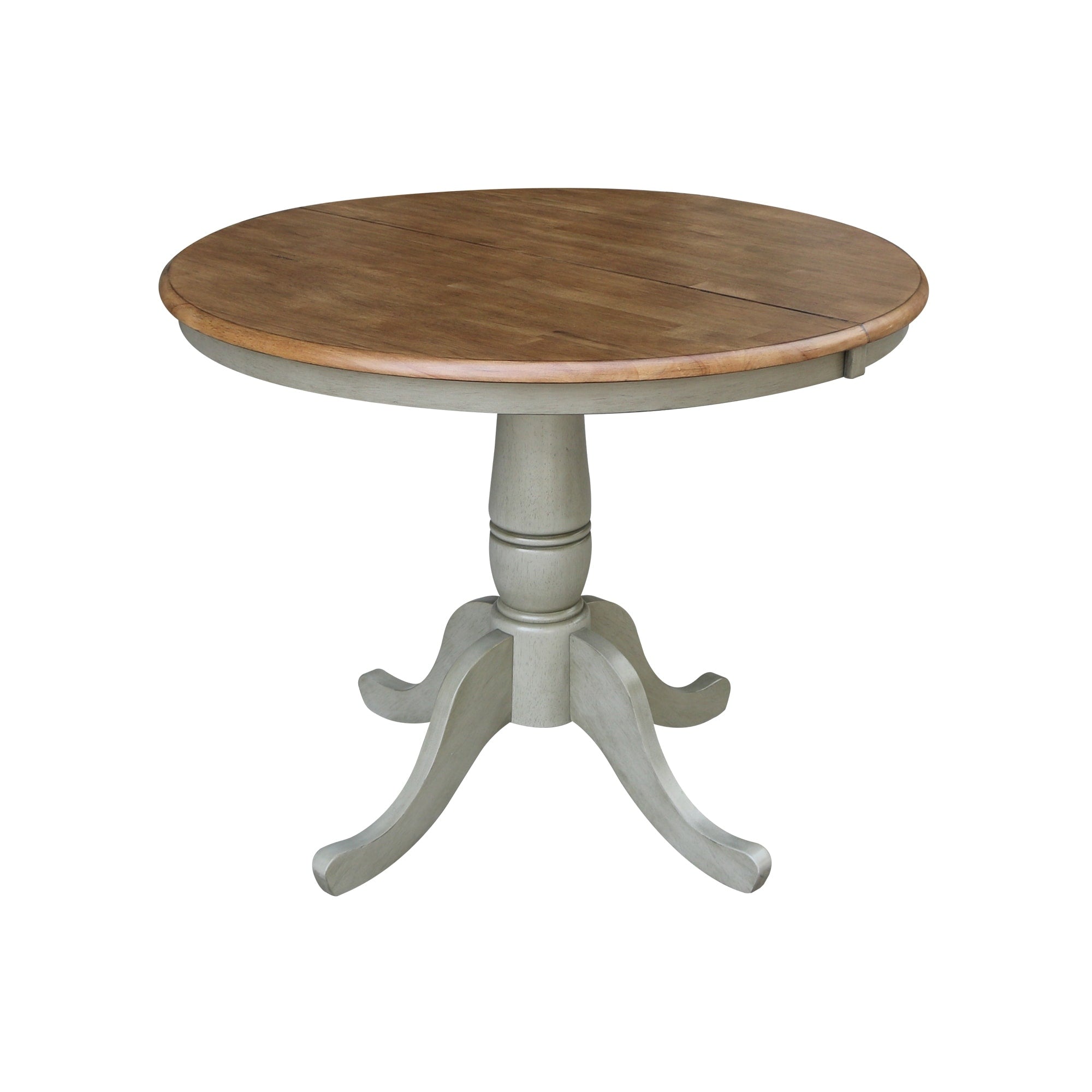 36 Round Top Pedestal Table With 12 Leaf Hickory Stone N A