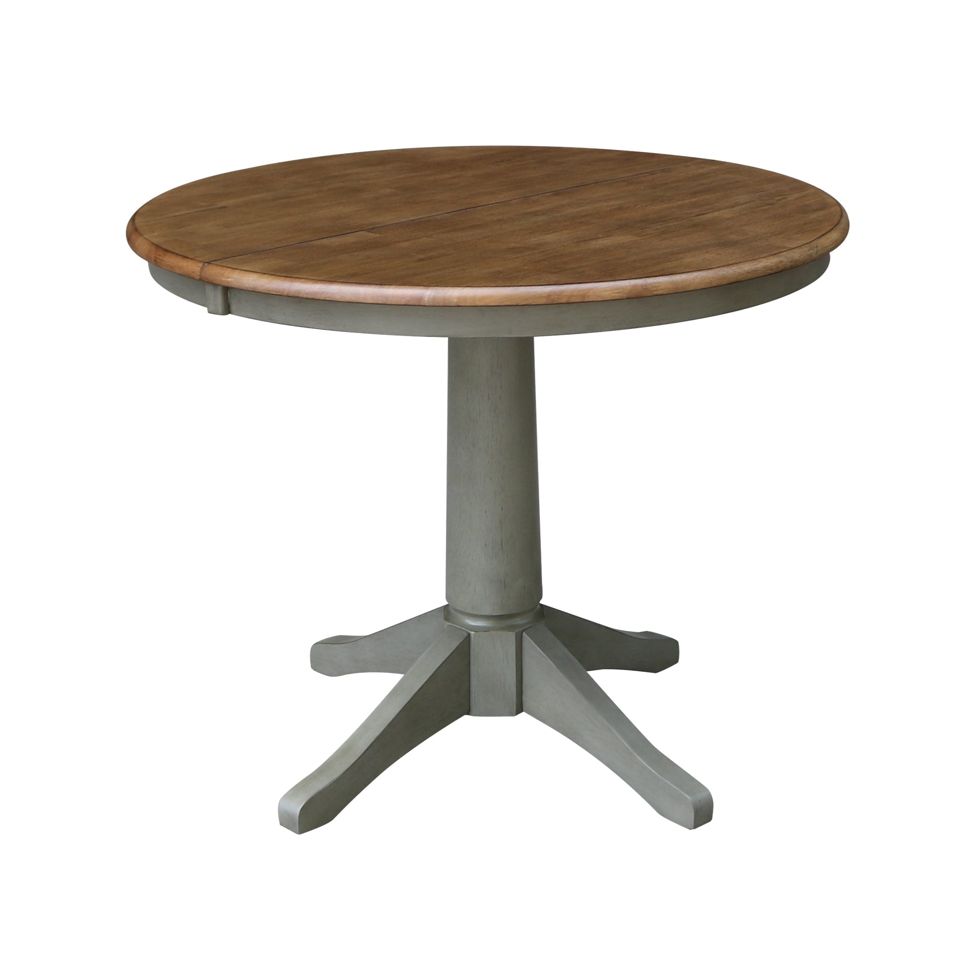 36 Round Top Pedestal Table With 12 Leaf Hickory Stone N A
