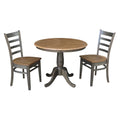 36 Round Top Pedestal Table With 2 Emily Chairs 3 Piece Set
