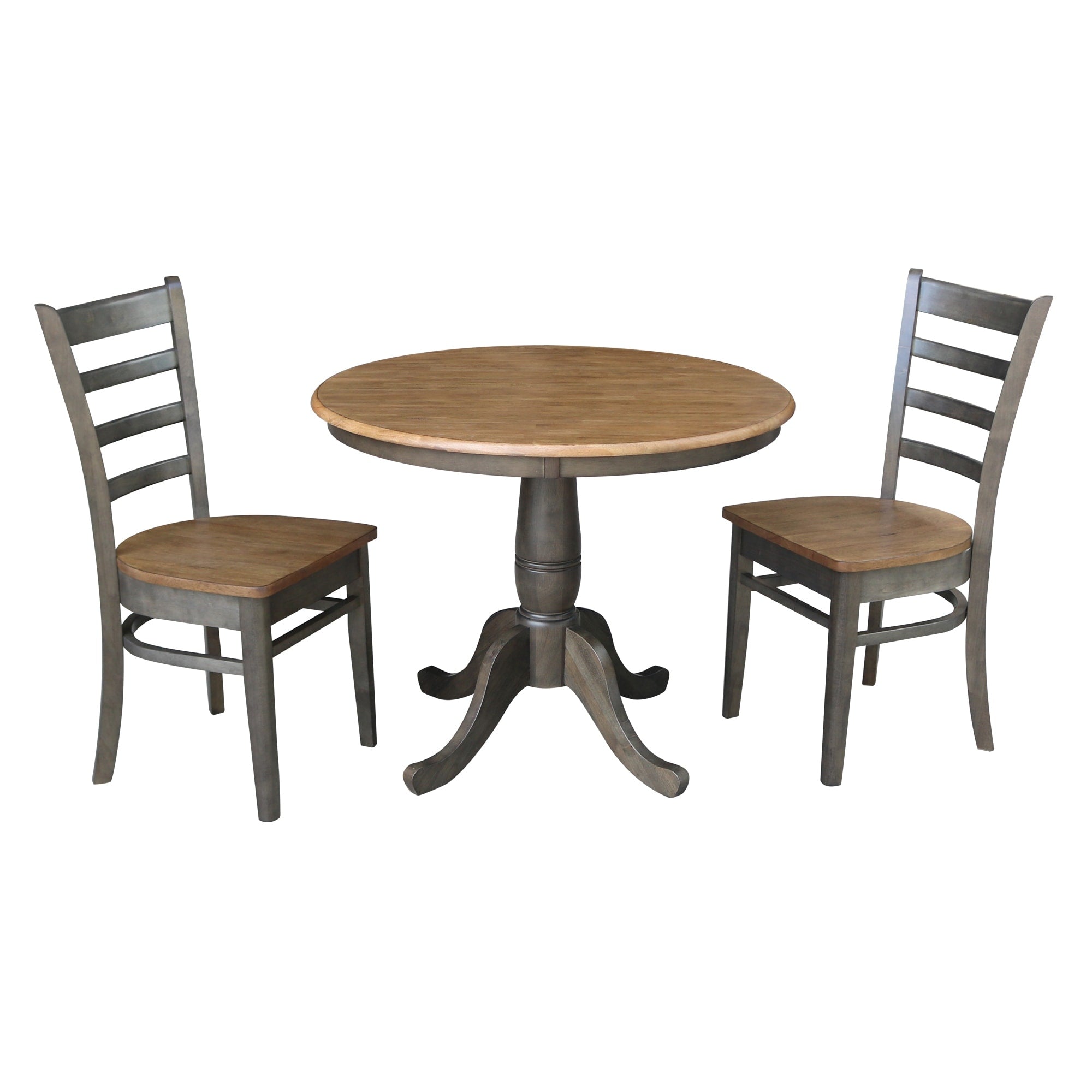 36 Round Top Pedestal Table With 2 Emily Chairs 3 Piece Set