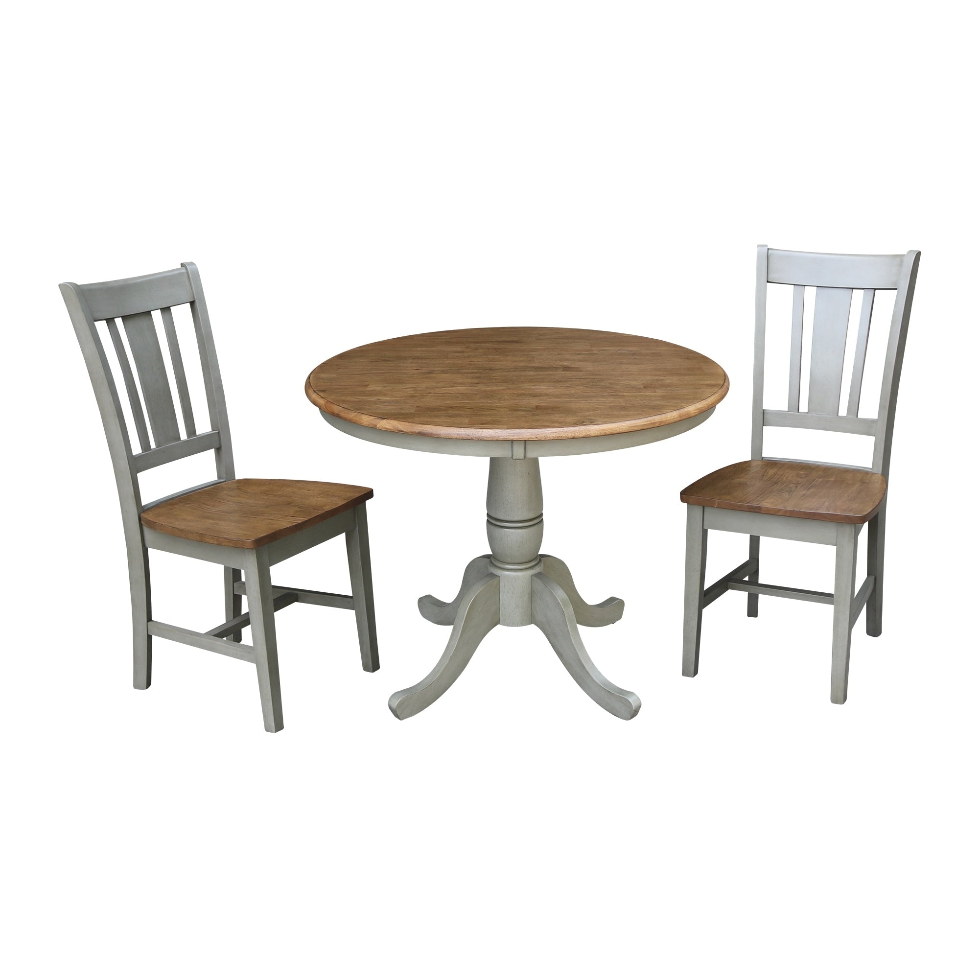 36 Round Top Pedestal Table With 2 San Remo Chairs Set Of 3 Pieces