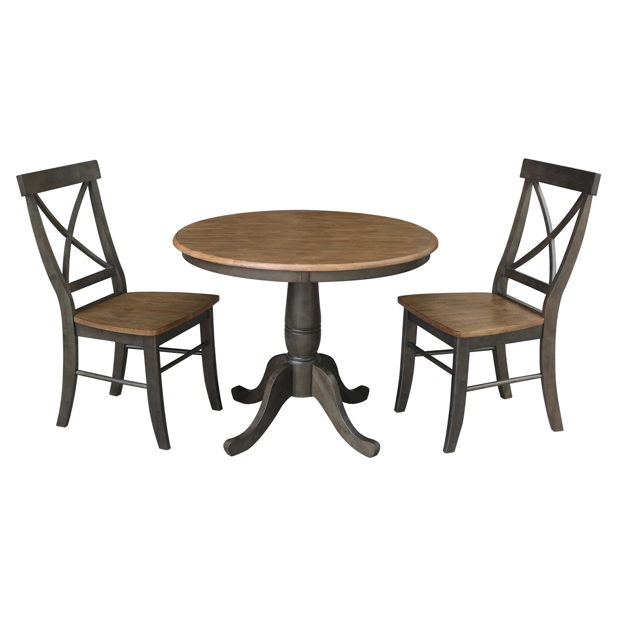 36 Round Top Pedestal Table With 2 X Back Chairs 3 Piece Set