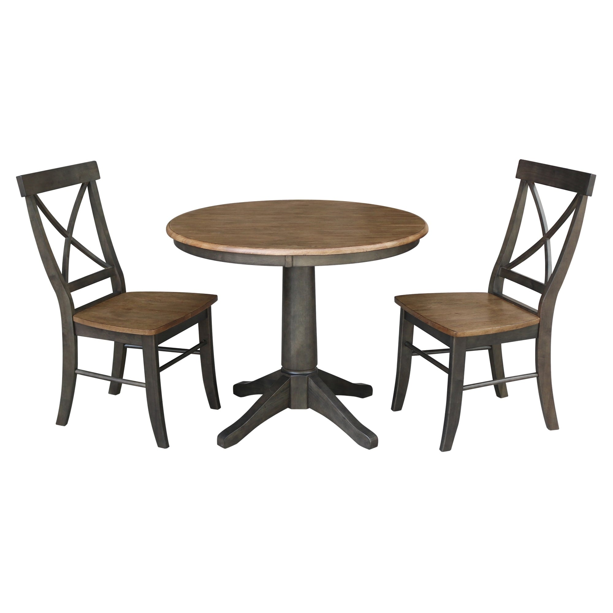 36 Round Top Pedestal Table With 2 X Back Chairs 3 Piece Set