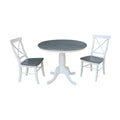 36 Round Top Pedestal Table With 2 X Back Chairs Set Of 3 Pieces