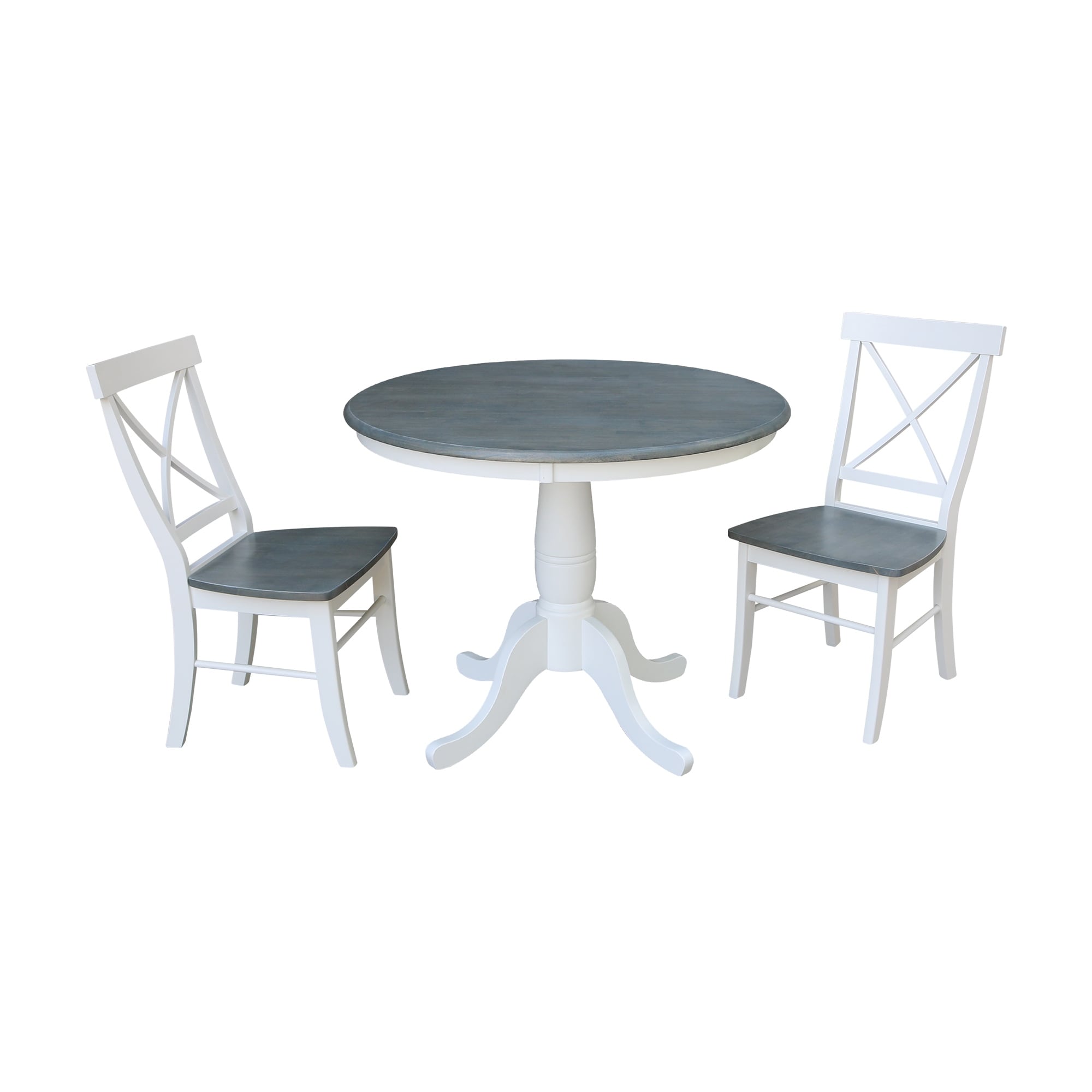 36 Round Top Pedestal Table With 2 X Back Chairs Set Of 3 Pieces