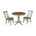 36 Round Top Pedestal Table With 2 X Back Chairs Set Of 3 Pieces