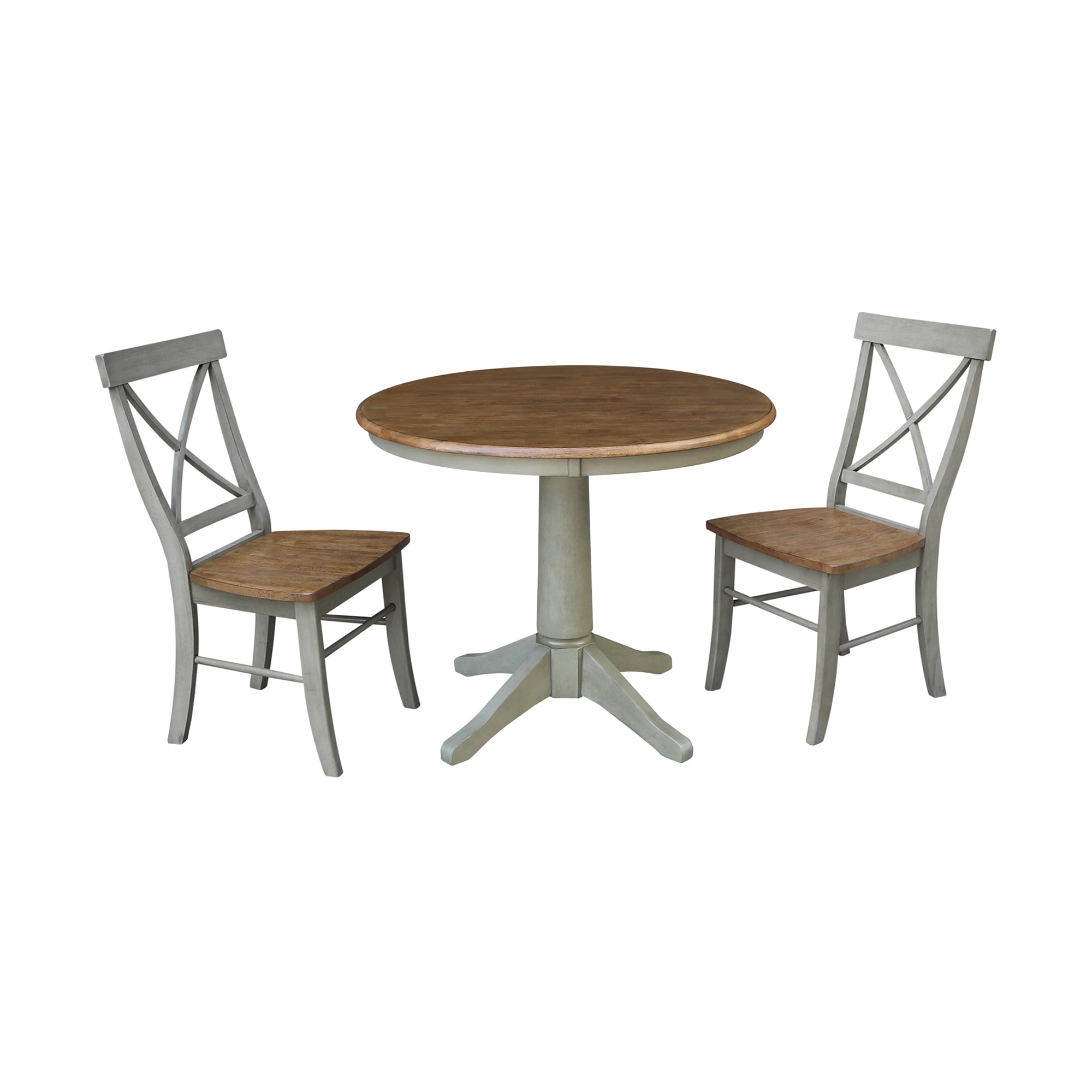 36 Round Top Pedestal Table With 2 X Back Chairs Set Of 3 Pieces