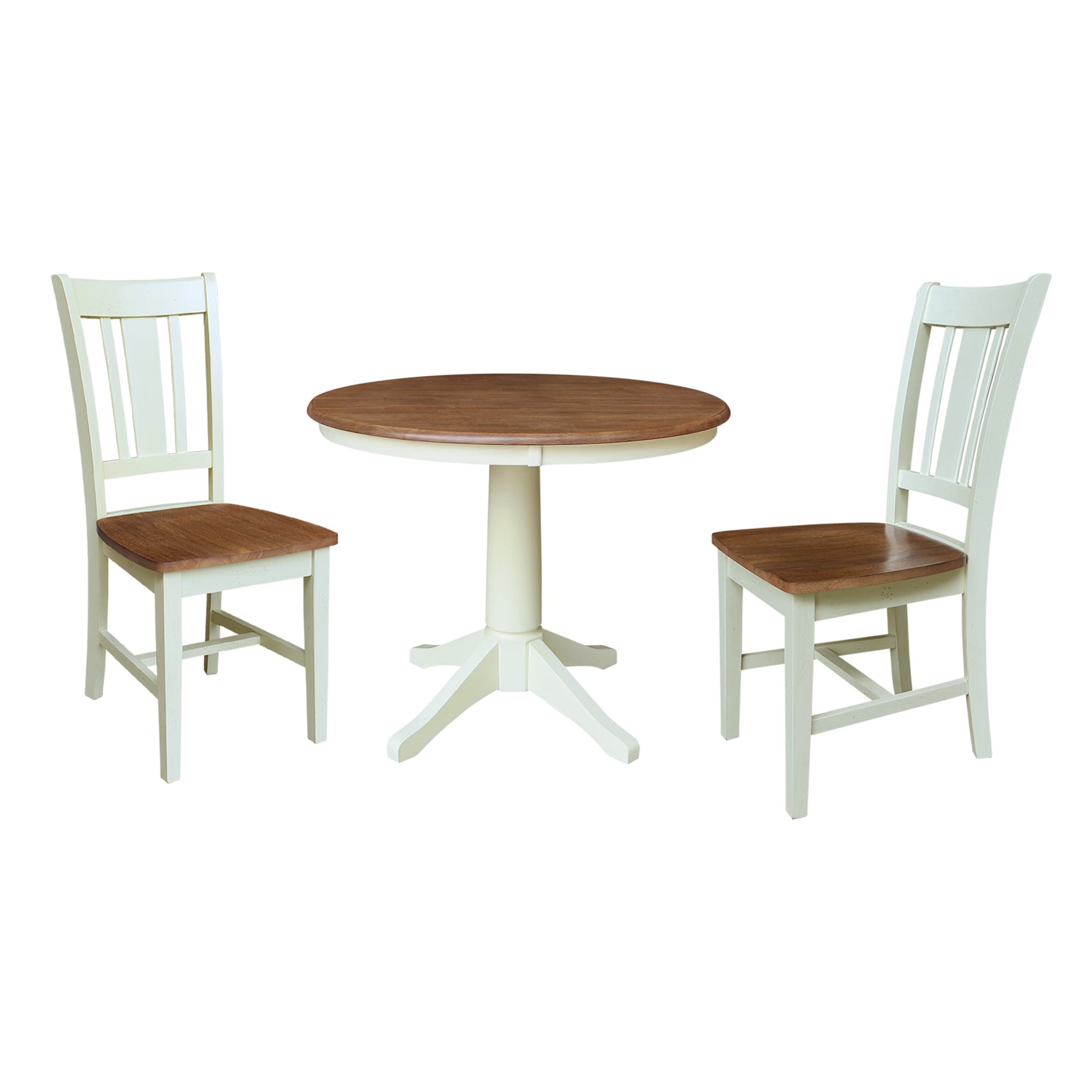 36 Round Top Pedestal Table With 2 San Remo Chairs Set Of 3 Pieces