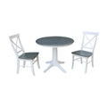 36 Round Top Pedestal Table With 2 X Back Chairs Set Of 3 Pieces