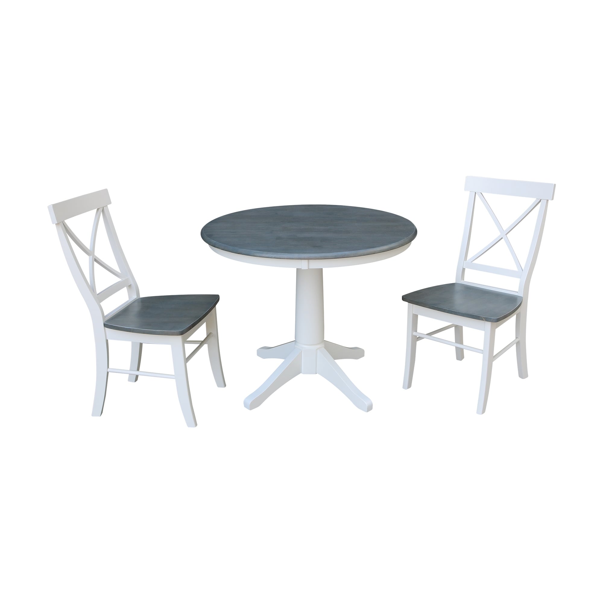 36 Round Top Pedestal Table With 2 X Back Chairs Set Of 3 Pieces