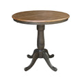 36 Round Top Pedestal Table With 12 Leaf 35.3 H Counter Height In Hickory And Washed Coal