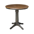 36 Round Top Pedestal Table With 12 Leaf 36.1 H Counter Height In Hickory And Washed Coal