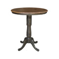 36 Round Top Pedestal Table With 12 Leaf 41.3 H Bar Height In Hickory And Washed Coal