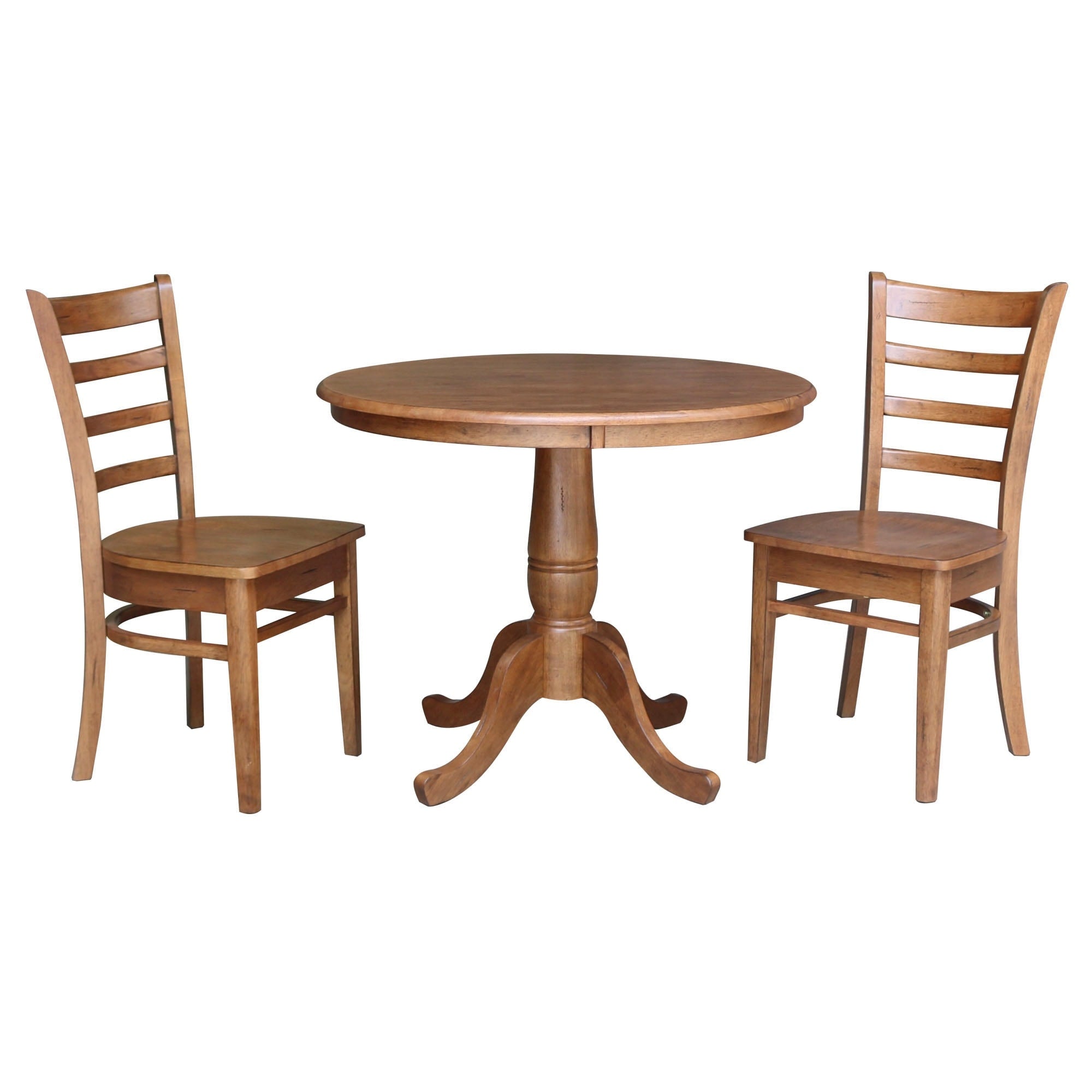36 Round Top Pedestal Table With 2 Emily Chairs 3 Piece Set