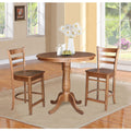 36 Round Top Pedestal Table With 2 Emily Counter Height Stools 3 Piece Set