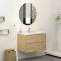 36 Solid Wood Bathroom Vanity With Integrated Resin Sink Handle Free Modern Design