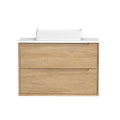 36 Solid Wood Bathroom Vanity With White Quartz Countertop Ceramic Square Sink
