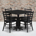 36 Square Laminate Table Set With 4 Ladder Back Metal Chairs