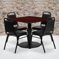 36 Square Laminate Table Set With 4 Trapezoidal Back Banquet Chairs