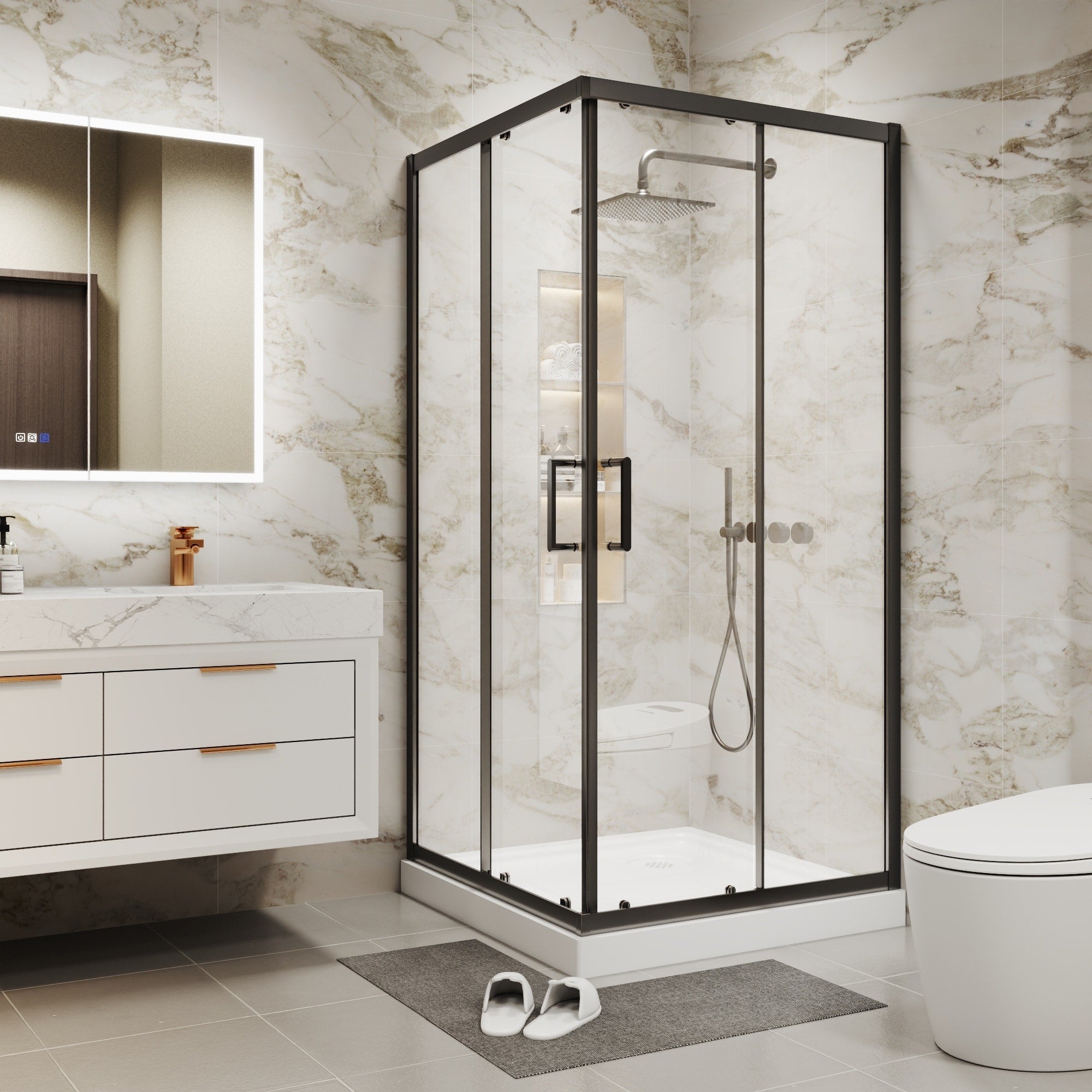 36 W X 71 H Framed Corner Shower Enclosure