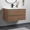 36 Wall Mounted Bathroom Vanity With Ceramic Sink 2 Soft Close Drawers Eco Friendly Plywood Base Kd Packag