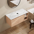 36 Walnut Wall Mounted Bathroom Vanity Cabinet With Countertop No Sink