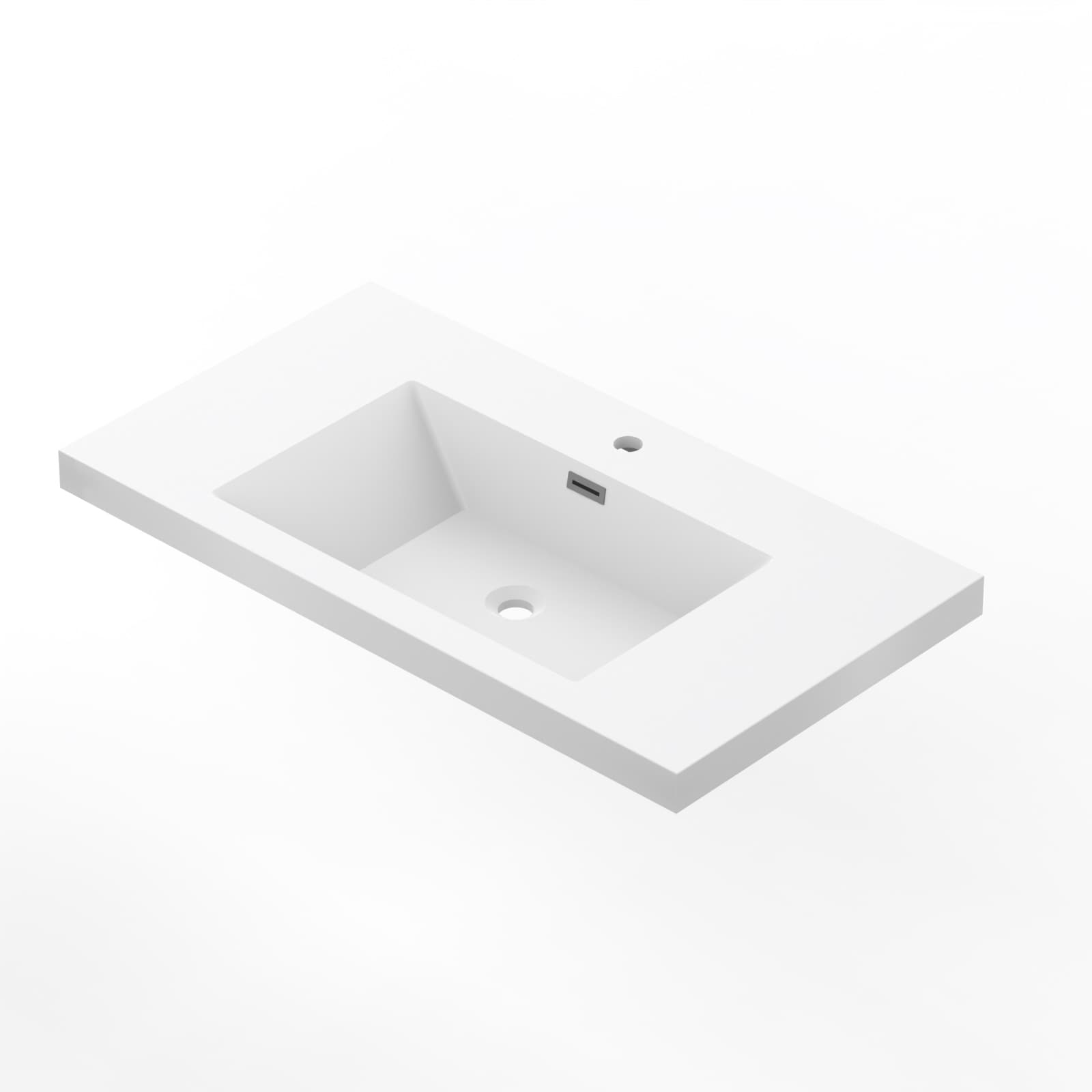 36 In. W X 26 In. D Modern Rectangular Integrated Resin Bathroom Sink Vanity Top One Piece Design