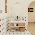 36 Floating Bathroom Vanity With Vein Marble Vessel Sink Wall Mounted Vanity With Open Shelf Storage Space Saving Modern Design