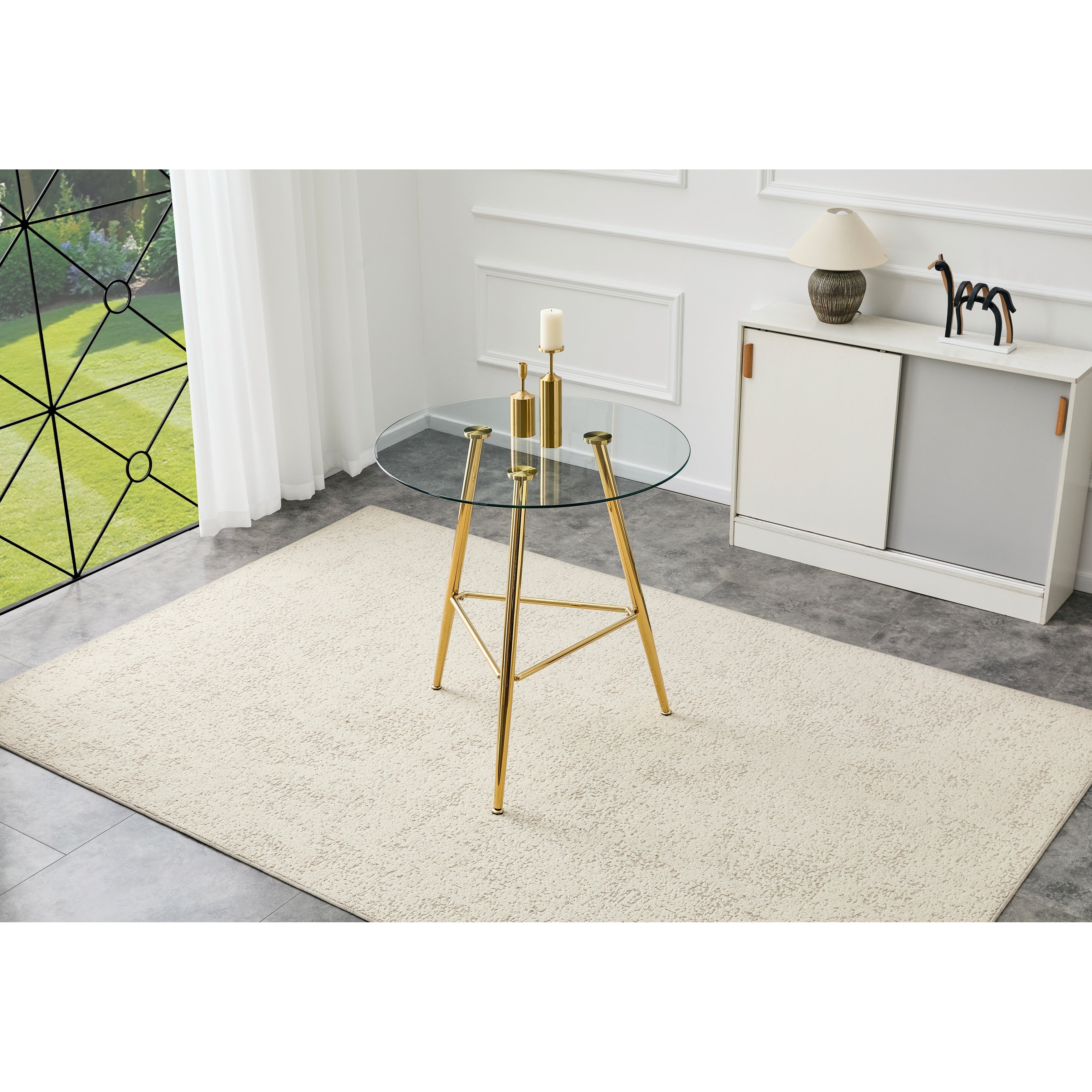 36 Height Bar Table 34 Round Tempered Glass Top Pub Table With Chrome Plated Golden Metal Legs For Kitchen Island Bar Cafe