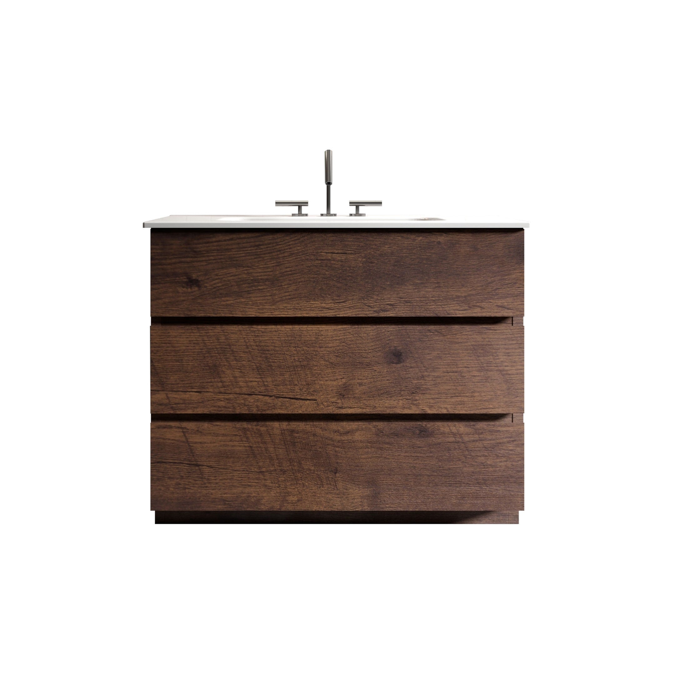 36 Inch Bathroom Vanity With Sink With 3 Faucet Holes One Piece Sink Basin Without Drain And Faucet Pre Assembled