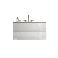 36 Inch Wall Mount Glossy White Bathroom Vanity With Ceramic Sink With Three Faucet Holes Large Storage Floating Bathroom Vanity