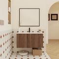 36 Wall Mounted Bathroom Vanity With Sink Combo Floating Vanity In Brown Ebony Soft Close Doors Modern Large Bathroom Vanity Set