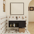 36 Wall Mounted Floating Bathroom Vanity With Ceramic Sink With Open Shelf Soft Close Door Faucet Drain Not Included