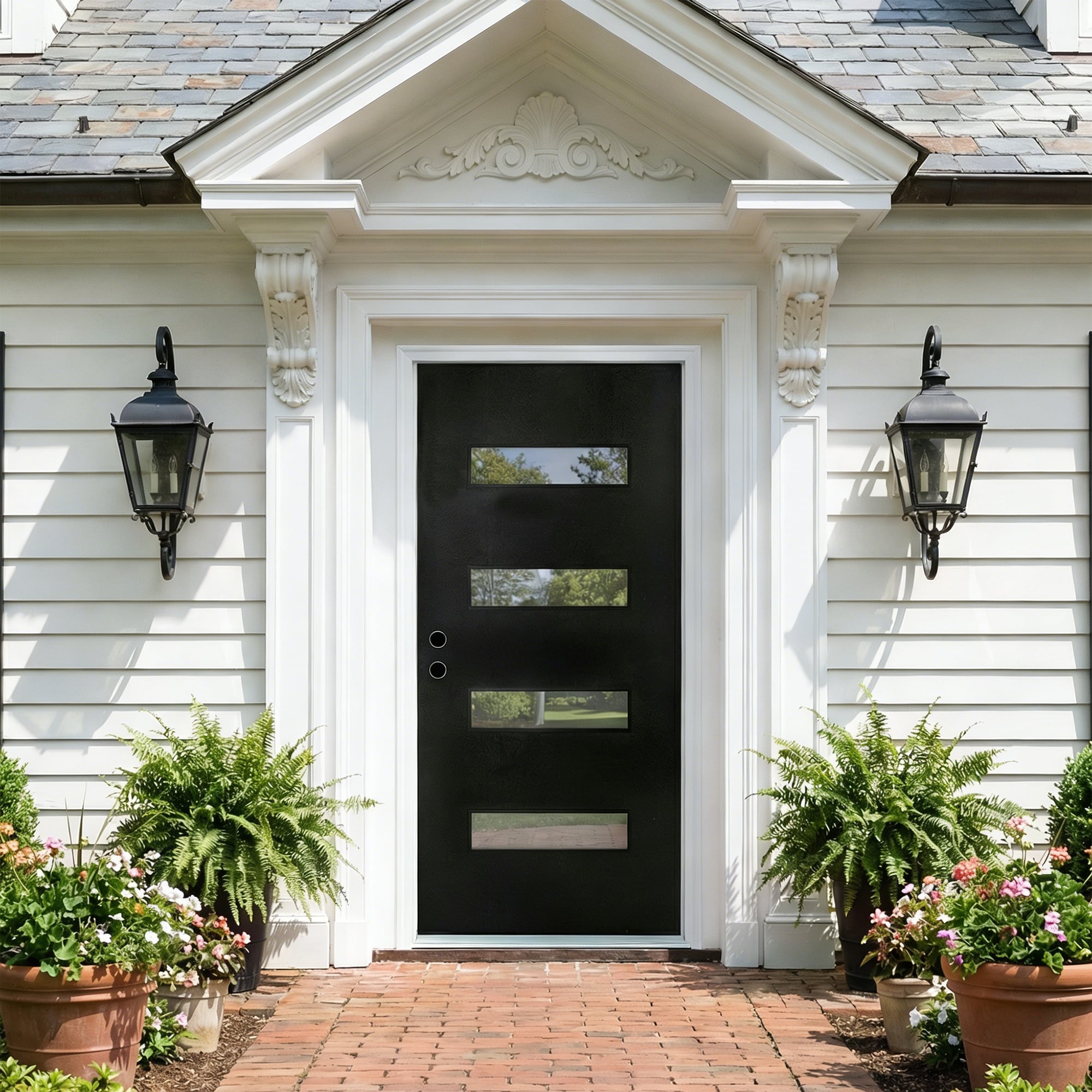 36 X80 Fiberglass Entry Front Door Frosted Glass Door With Right Left Hand
