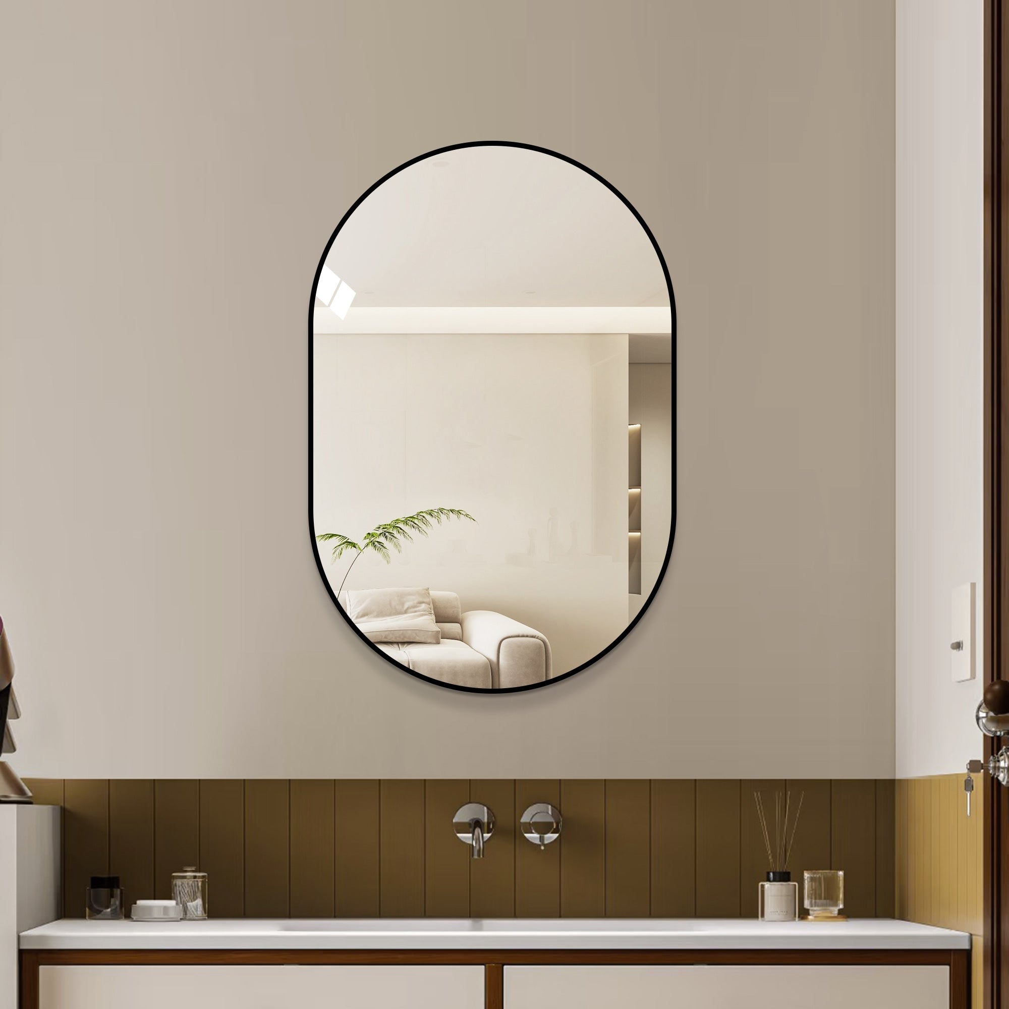 36 24 Black Bathroom Vanity Mirror Wall Mounted