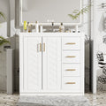 36 Bathroom Vanity With Ceramic Sink Combo Solid Wood Frame Freestanding Vanity Set With 3 Drawers Soft Closing Doors