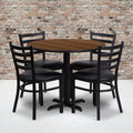 36 Round Laminate Table Set With 4 Ladder Back Metal Chairs