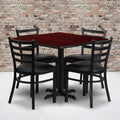 36 Square Laminate Table Set With 4 Ladder Back Metal Chairs