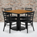 36 Square Laminate Table Set With 4 Ladder Back Metal Chairs