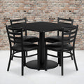 36 Square Laminate Table Set With 4 Ladder Back Metal Chairs