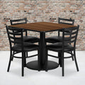 36 Square Laminate Table Set With 4 Ladder Back Metal Chairs