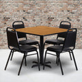 36 Square Laminate Table Set With 4 Trapezoidal Back Banquet Chairs