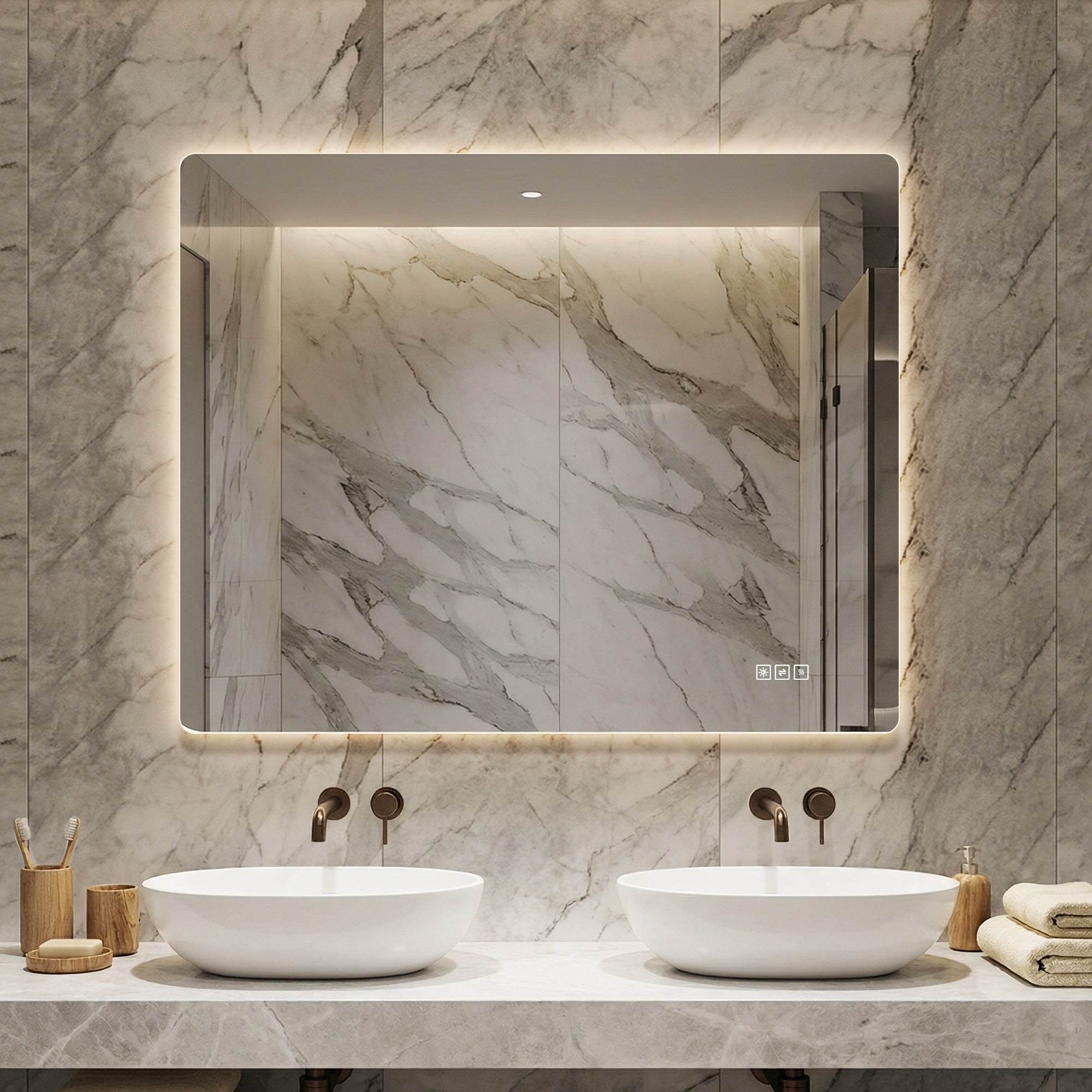 36 30 Bathroom Anti Fog Mirror With Led Lights