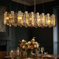 36In. 10 Light Modern Rectangle Crystal Chandelier 2 Tone Crystal Pendant Light For Dining Room