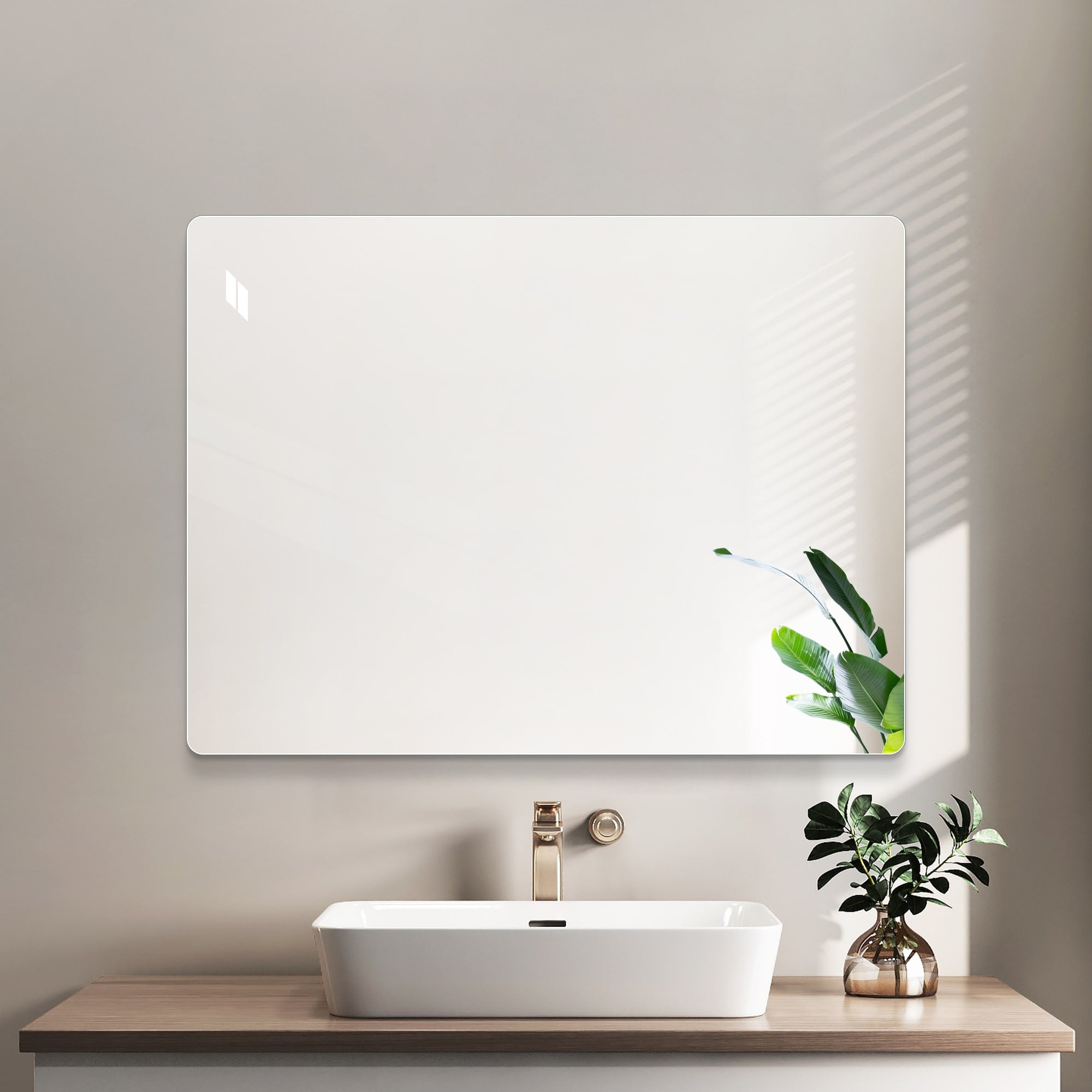 36X30 Inch Frameless Shatterproof Bathroom Mirror