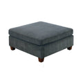 37 Inches Fabric Upholstered Wooden Ottoman Gray