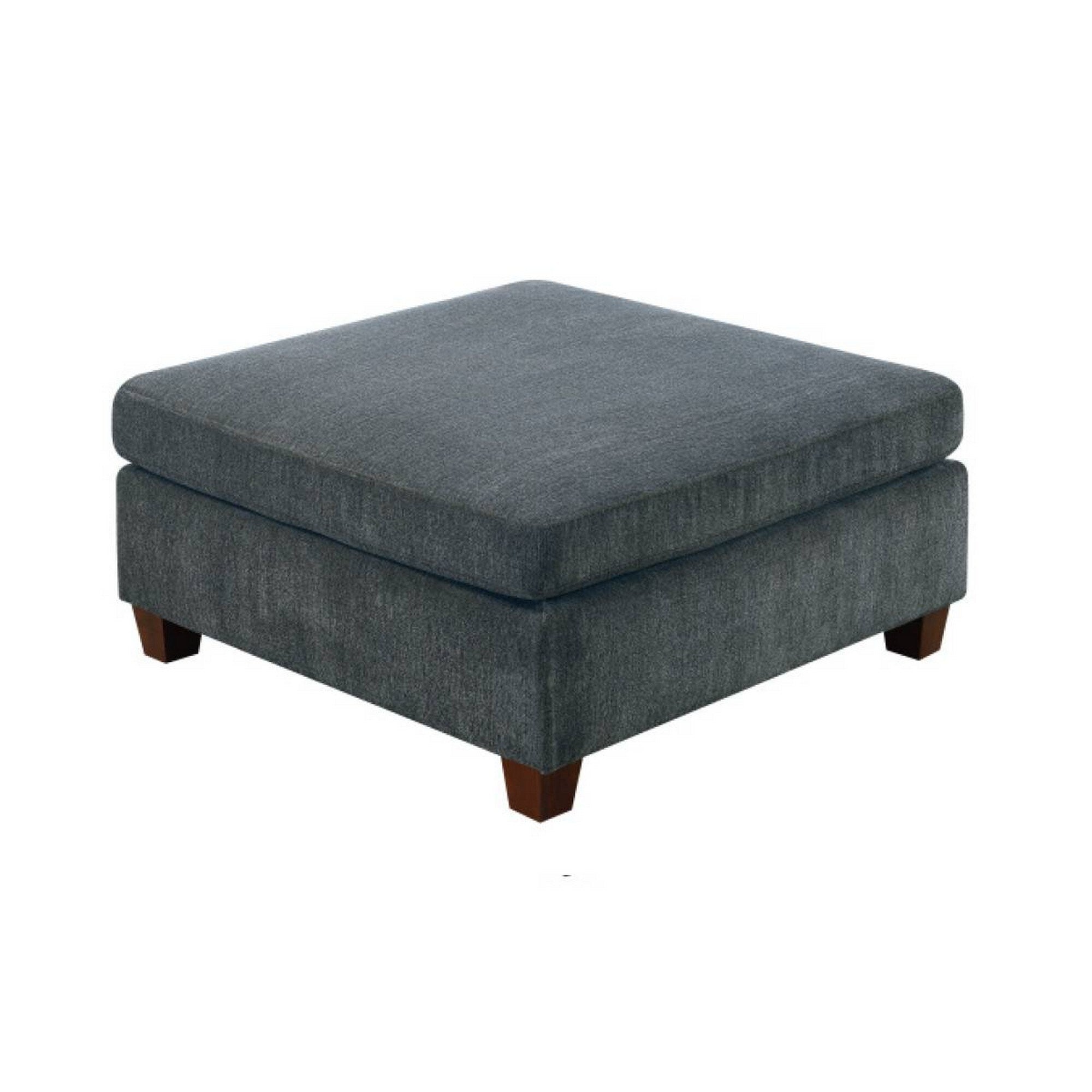 37 Inches Fabric Upholstered Wooden Ottoman Gray