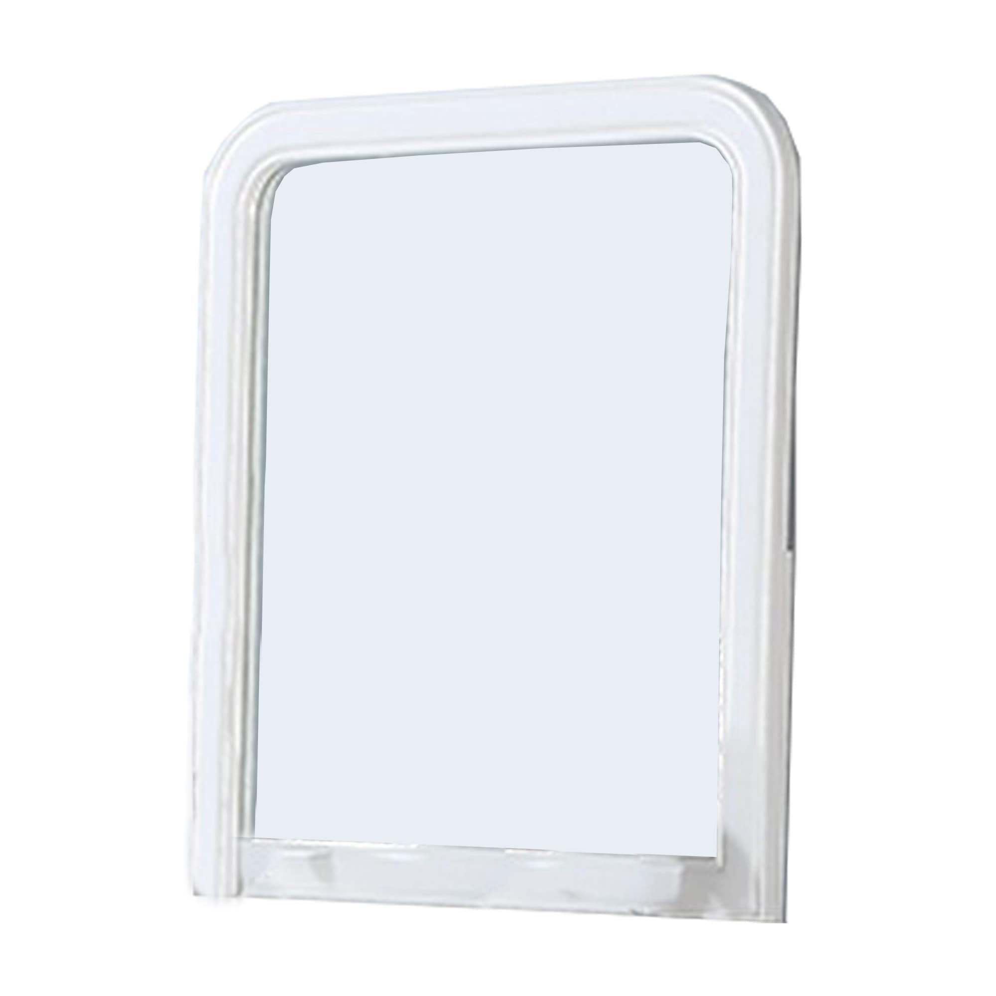37 Inches Wooden Mirror With Curved Edges White