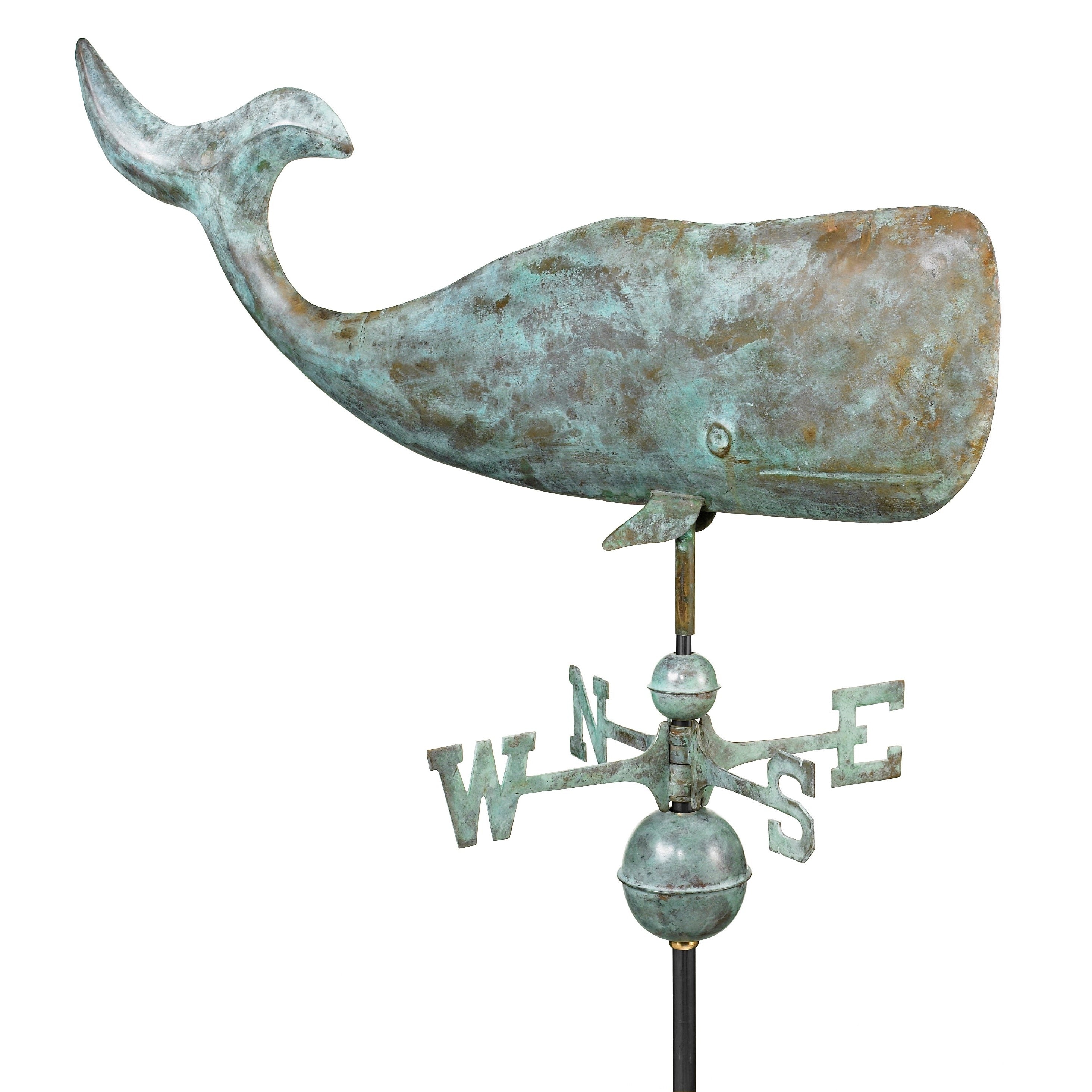 37 Inch Whale Weathervane Blue Verde Copper By Good Directions